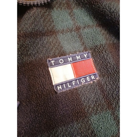 Vtg 90s Tommy Hilfiger Check Fleece Jacket Men's Size S Full Zip Plaid Green - Picture 4 of 9